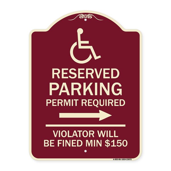 Signmission Modern Isa Connecticut Reserved Parking Permit Required Violators Fin Alum, 24" x 18", BU-1824-23872 A-DES-BU-1824-23872 - main